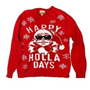 Novelty Christmas Santa sweater ugly sweater Sears Kmart kitschy M